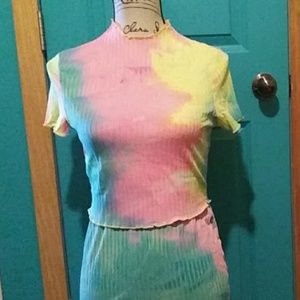 2 piece neon tie dye set